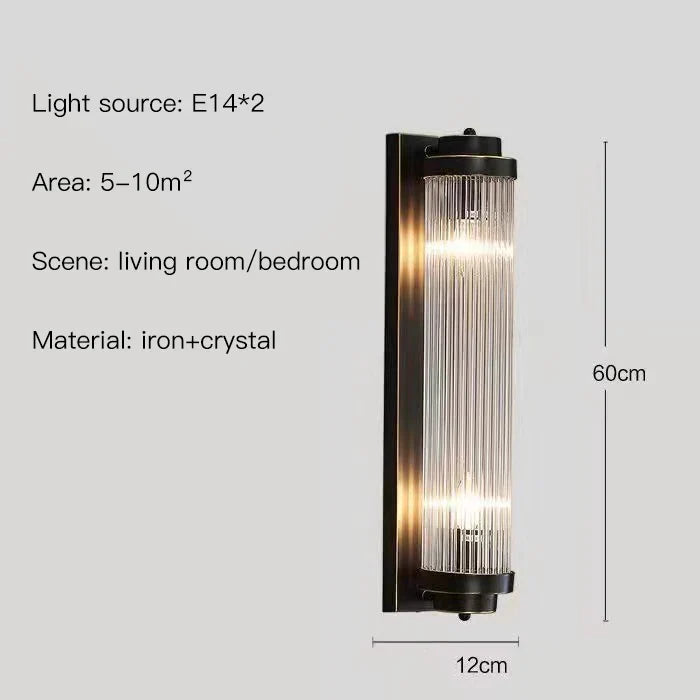 Afralia™ Crystal Wall Sconce: Copper LED Bedroom Lighting for TV Background, Dining Room