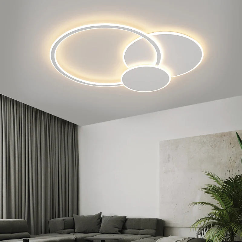 Afralia™ Modern White Ring Ceiling Chandelier for Living Room Hall Bedroom Kitchen Smart Lighting