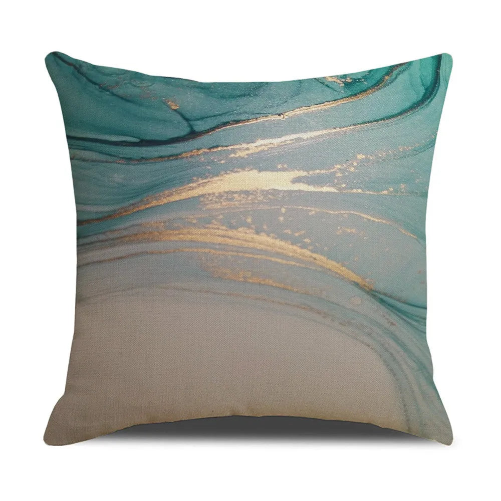 Afralia™ Turquoise and Gold Silver Marble Texture Decorative Throw Pillow Covers