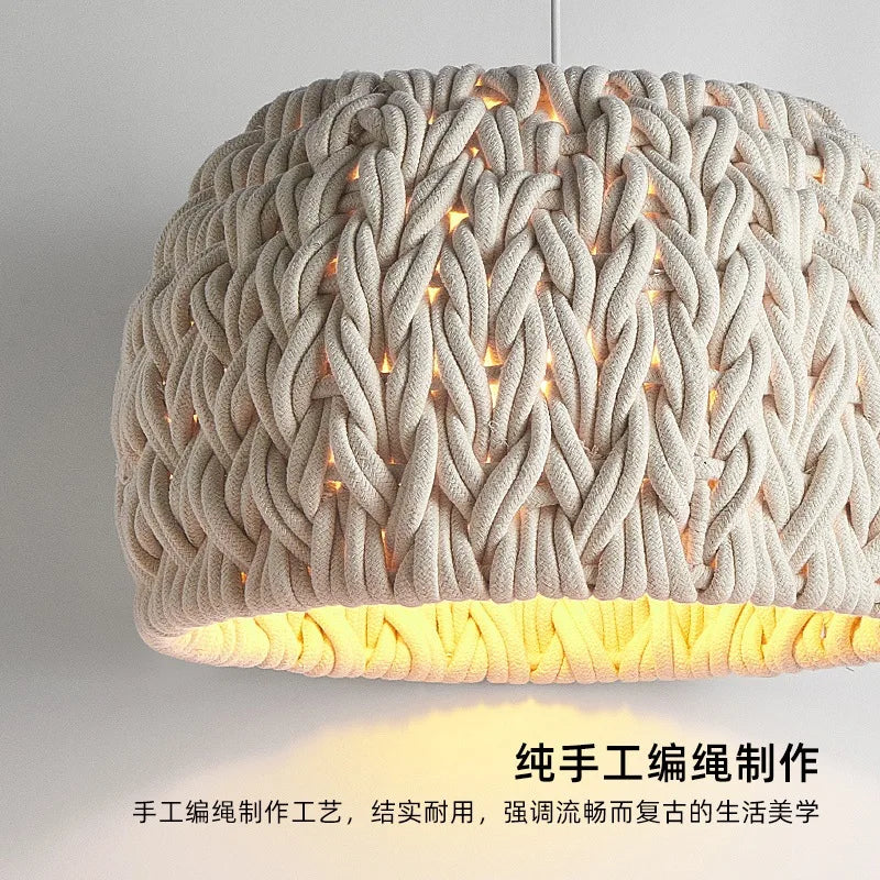 Knitted Rope Wabi Sabi Chandelier by Afralia™ - Nordic E27 LED Pendant Light