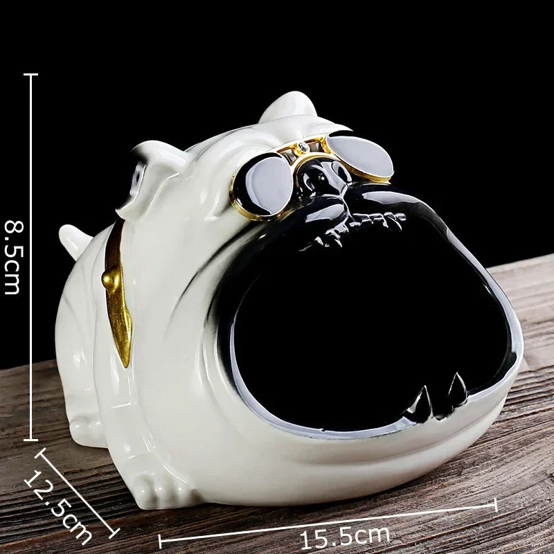 Afralia™ Bulldog Sunglasses Ceramic Ashtray - Smoking Accessories, Weed Ash Tray, Home Decor Gift