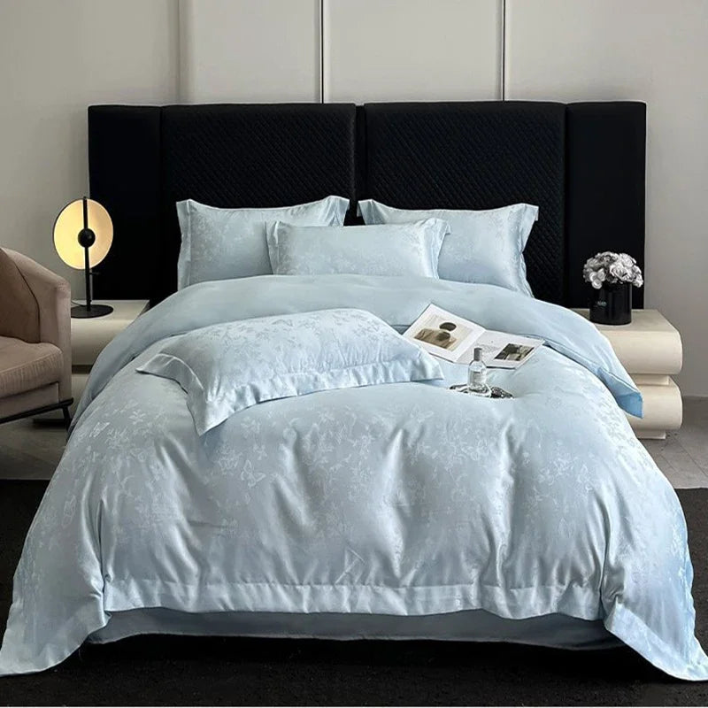 Afralia™ Ice Silk Jacquard Bedding Set - Luxury Comforter Cover, Soft & Cozy, Queen/King