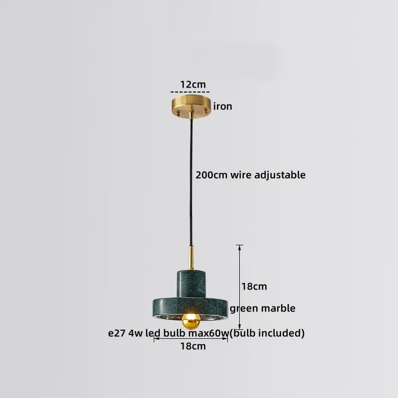 Afralia™ Marble Copper LED Pendant Lamp Modern Hanging Lights Fixtures