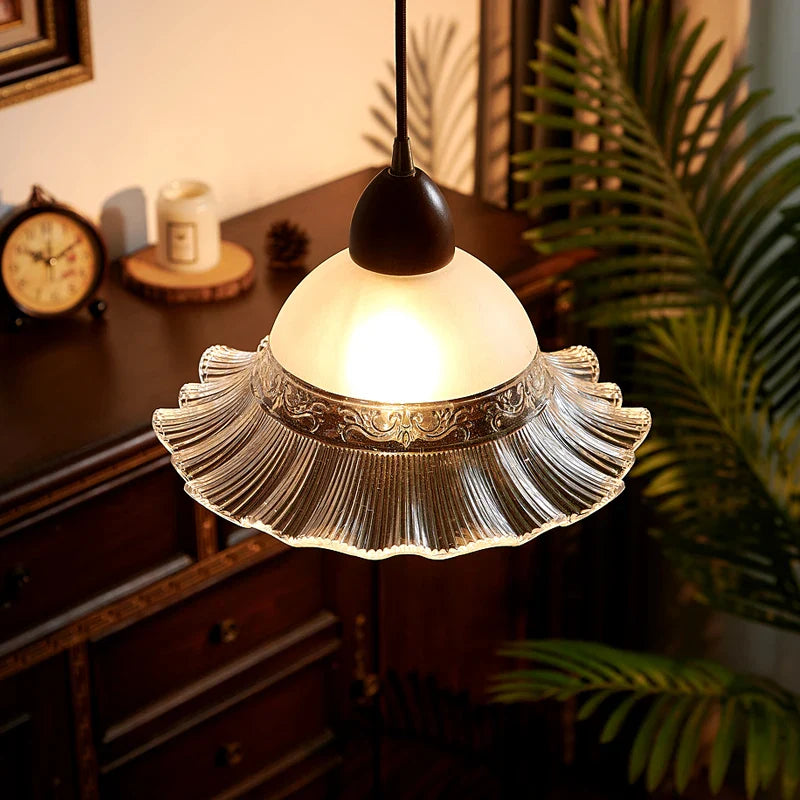 Afralia™ Glass Wood LED Pendant Lights: Modern Nordic Style Hanging Lamp for Bedroom and Balcony