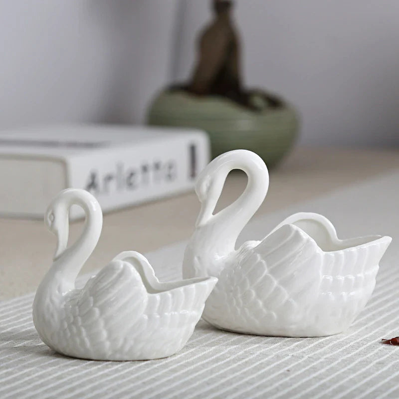 Afralia™ Swan Candlestick Flower Pot Wedding Gift Holder Ornament Storage Box