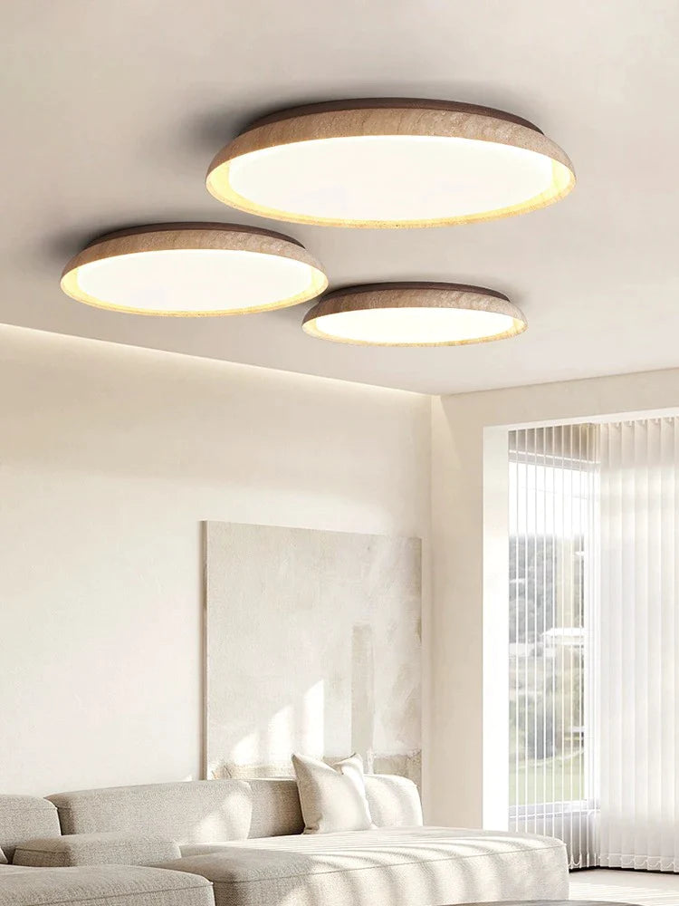 Afralia™ Stone Retro Round LED Ceiling Light Fixture for Bedroom Living Room Office