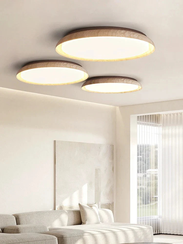 Afralia™ Stone Retro Round LED Ceiling Light for Bedroom, Living Room, Office, and Restaurant