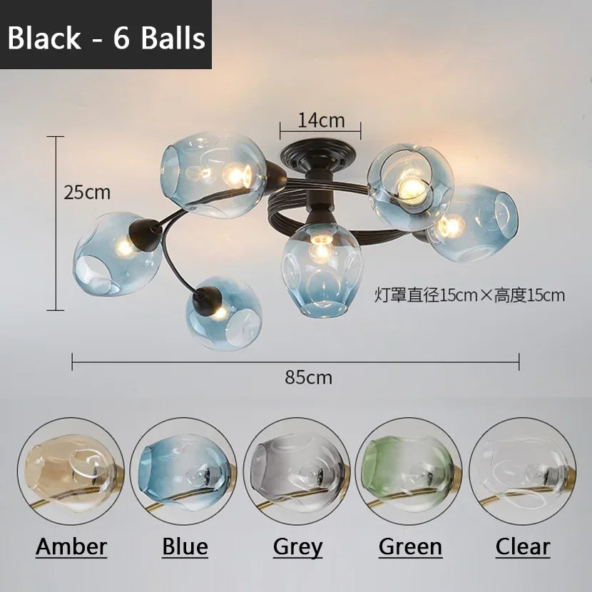 Afralia™ Glass Ball LED Chandeliers for Room Pendant Lights