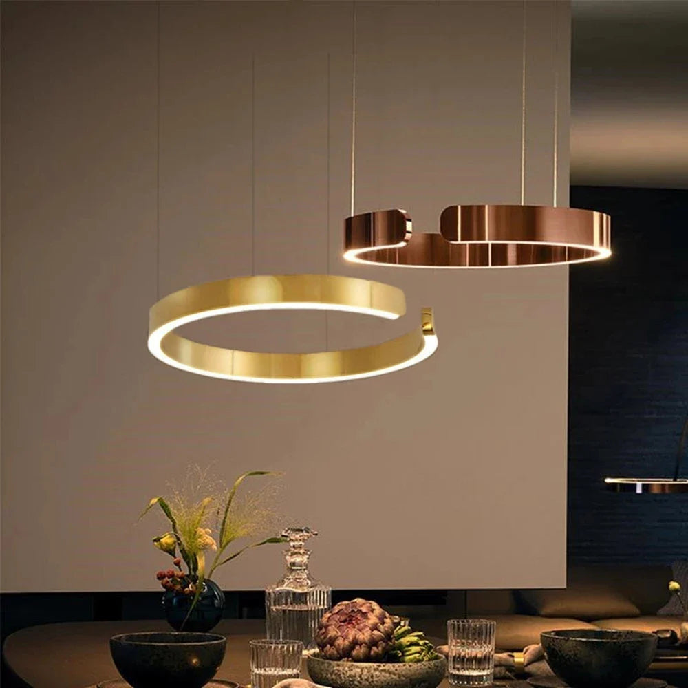 Afralia™ Modern Semicircle LED Chandelier Stainless Steel Lighting