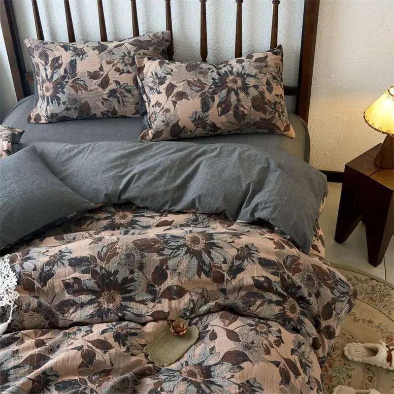 Afralia™ Cotton Jacquard Bedding Sets Vintage Quilt Set for All Seasons