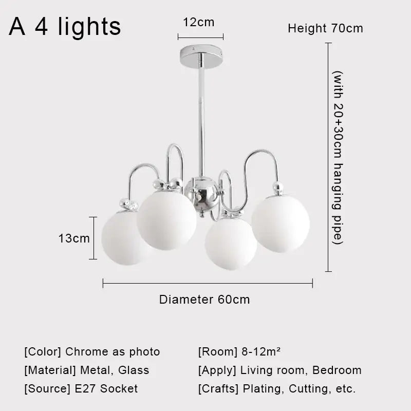 Afralia™ Nordic Chrome Glass Ball Led Chandelier for Modern Home Decor