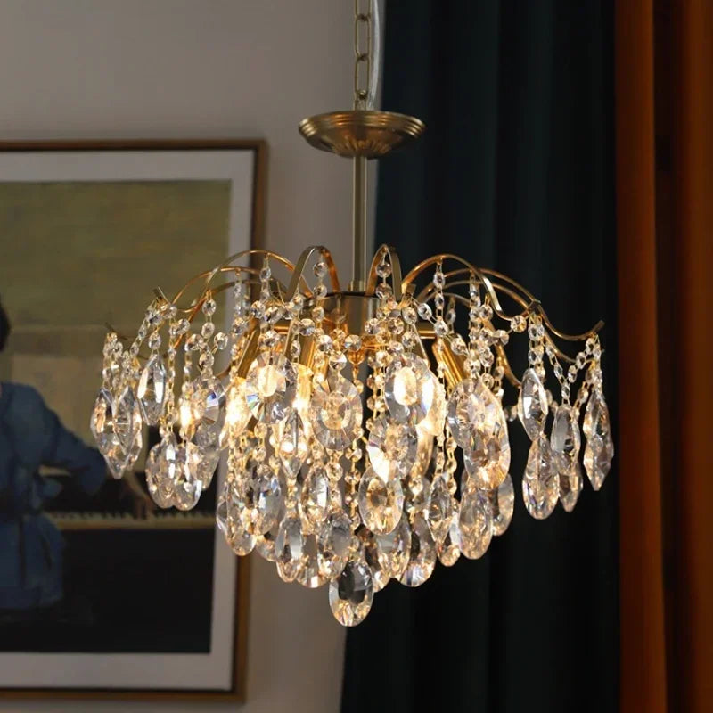 Afralia™ Retro Crystal Chandelier for Bedroom Dining Living Room Cloakroom