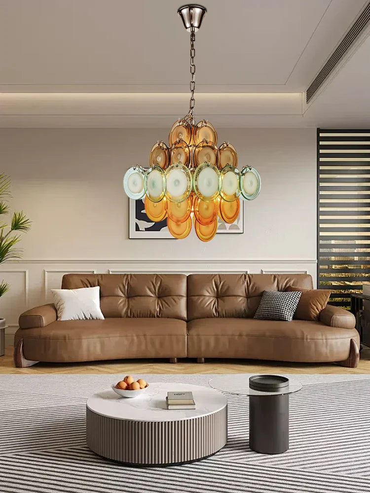 Nordic Retro Glass Oval Pendant Light for Living Room, LED E14 Dimmable - Afralia™