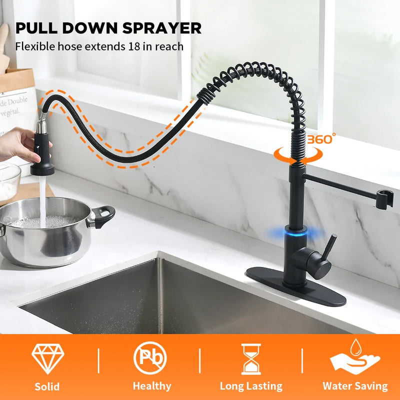 Afralia™ Smart Sensor LED Touch Kitchen Faucet Rotate Sink Mixer Tap WF-1066