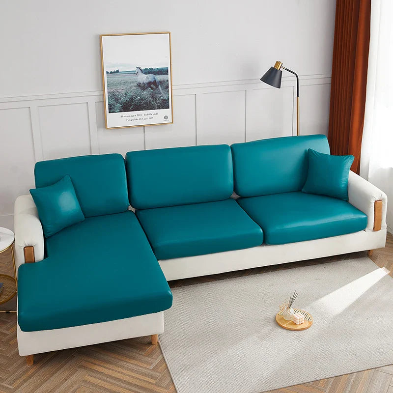 Afralia™ Stretch PU Leather Sofa Cover Solid Color Slipcovers