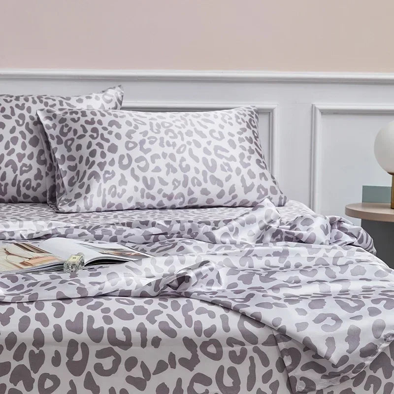 Afralia™ Satin Leopard Print Sheet Set - Queen/King Sizes