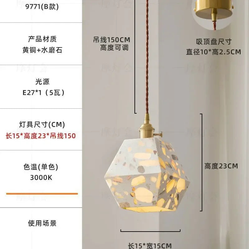 Afralia™ Cement Marble Chandelier Table Lamp for Bedroom, Restaurant, and Living Room