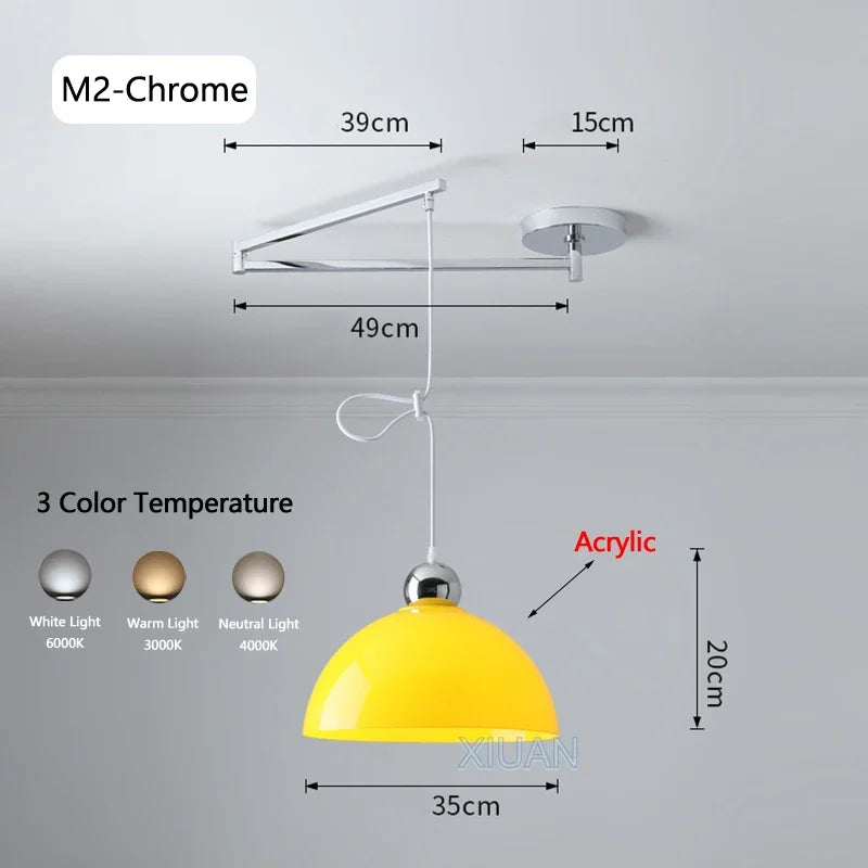 Afralia™ Modern Swing Arm Pendant Lamps PE Metal Sconces Dining Hanging Light