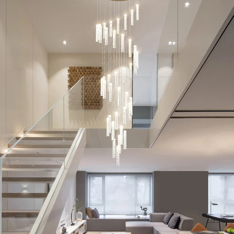 Afralia™ Large Crystal Luxury Chandelier for Living Room Dining Hall Stair Suspension
