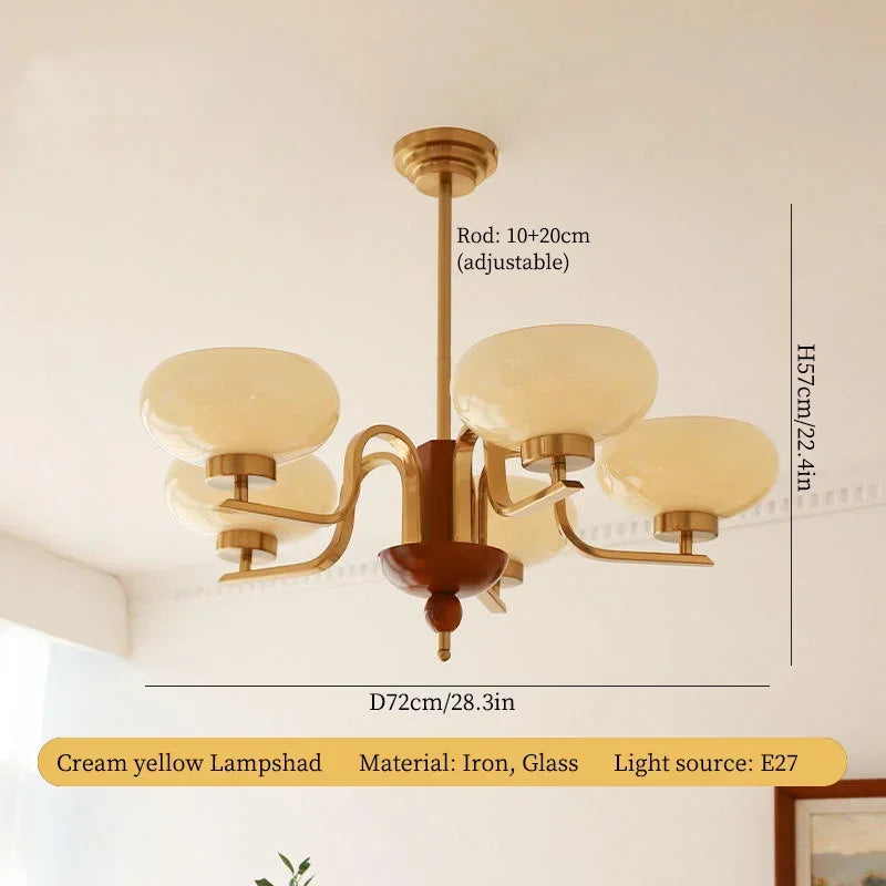 Afralia™ Cream Glass Pendant Chandelier for Home Decor