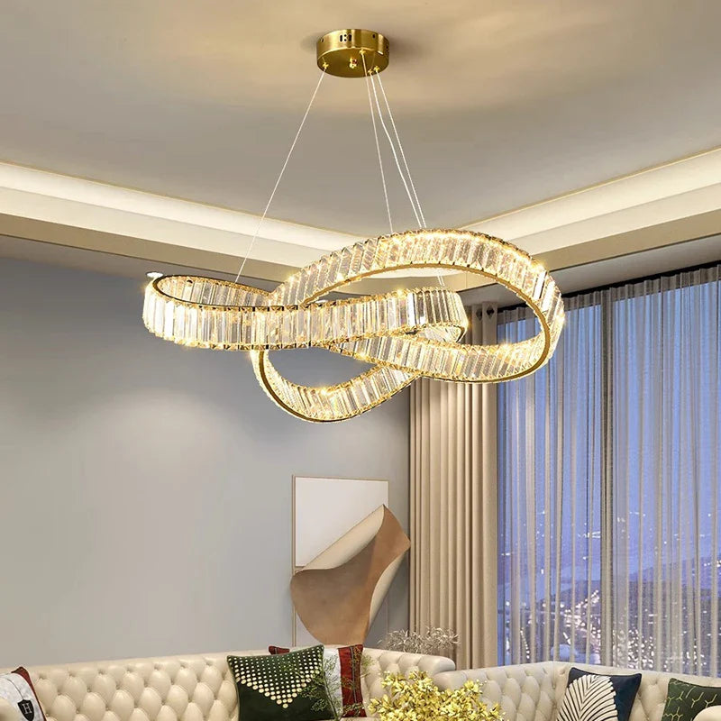 Afralia™ Crystal Chandelier Pendant Lamp for Modern Home Dining Room Living Room Lighting