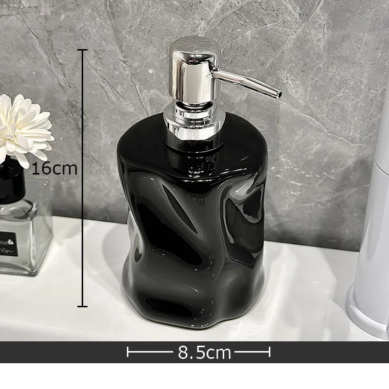 Afralia Wrinkle Ceramic Soap Dispenser Pump Bathroom Lotion Bottle Accessories