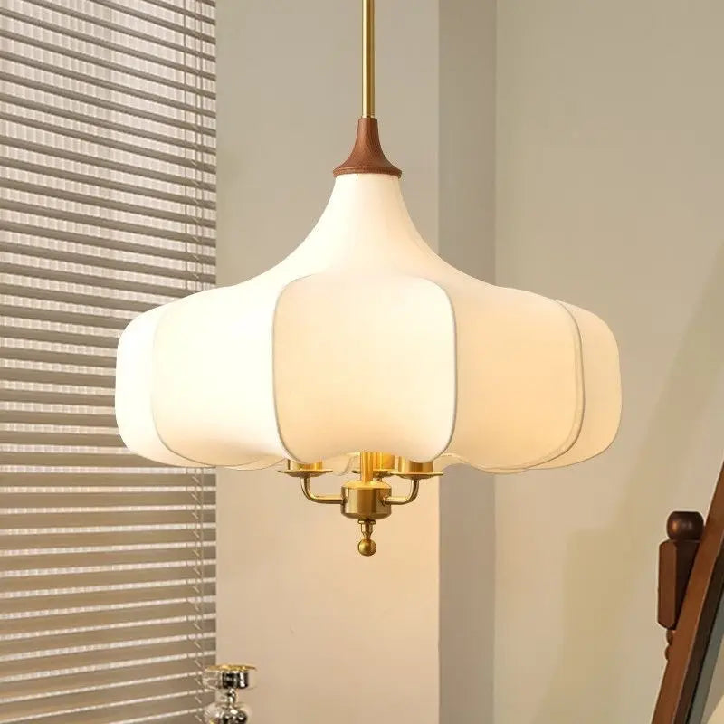 Afralia™ Gold Lustre Retro Medieval Fabric Pendant Lights for Home Decor