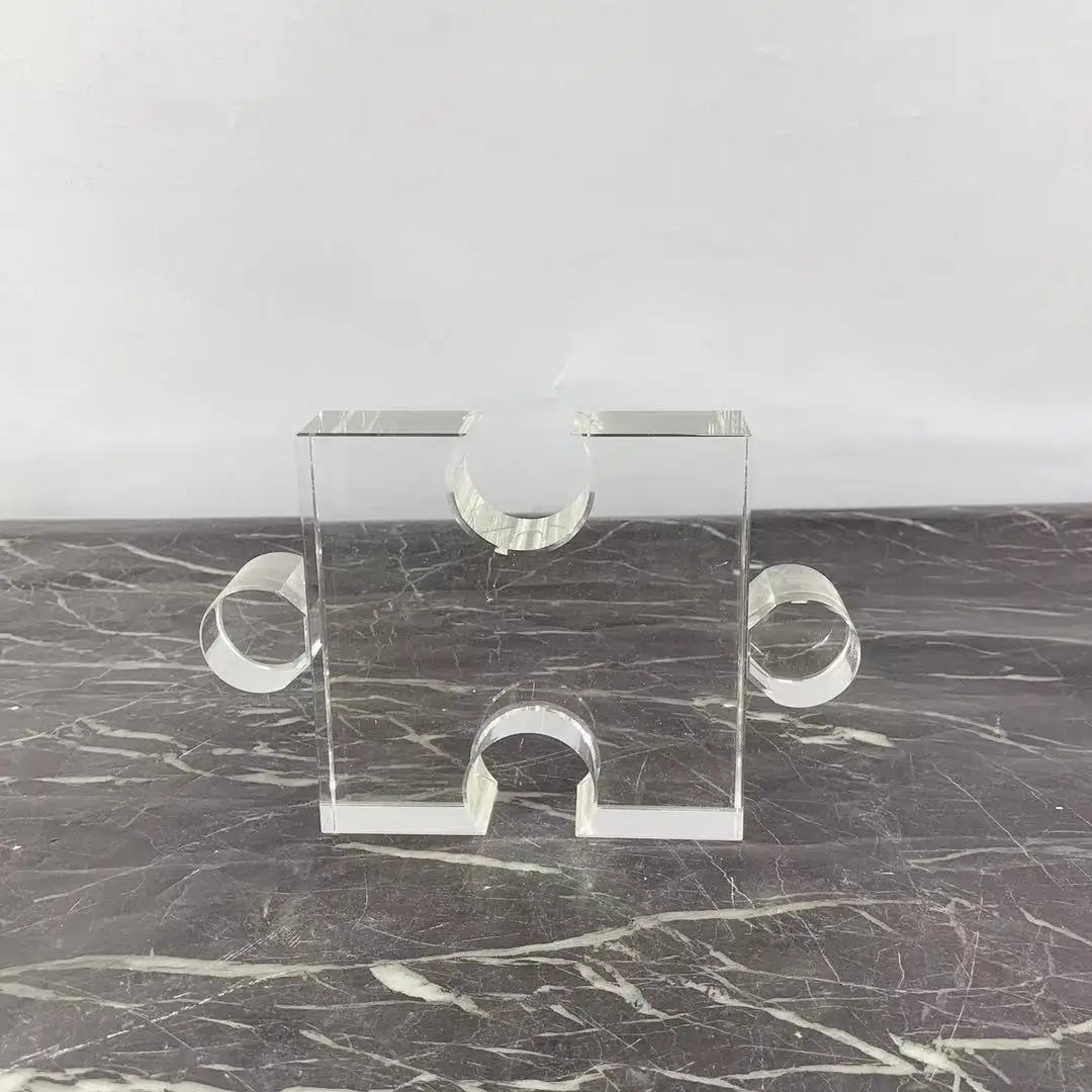 Afralia™ Crystal Geometric Puzzle Glass Sculpture Home Decor Figurine