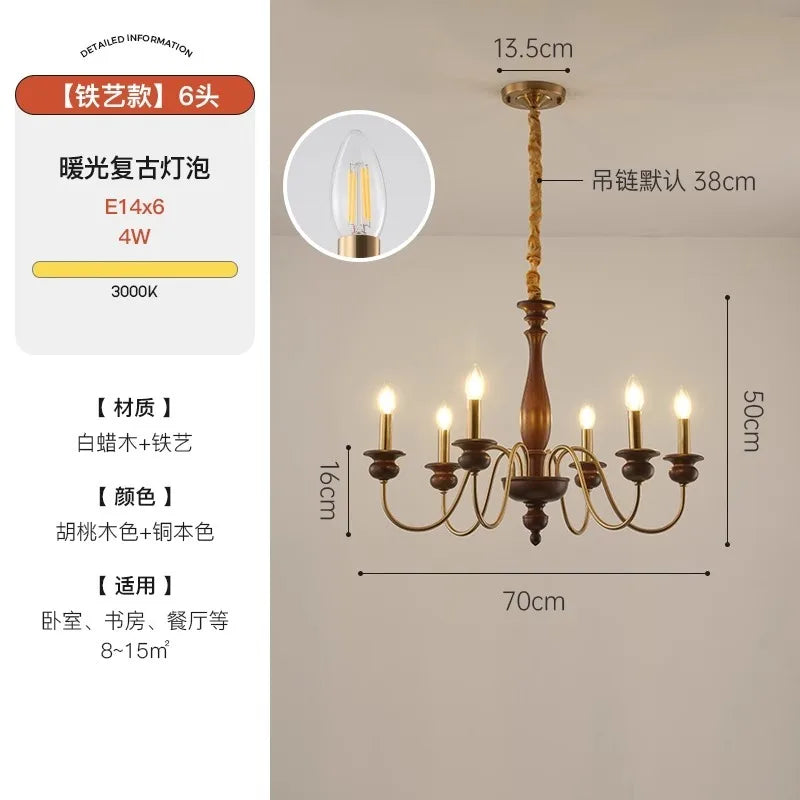 Afralia™ Retro LED Candle Chandelier for Bedroom Living Room Bar