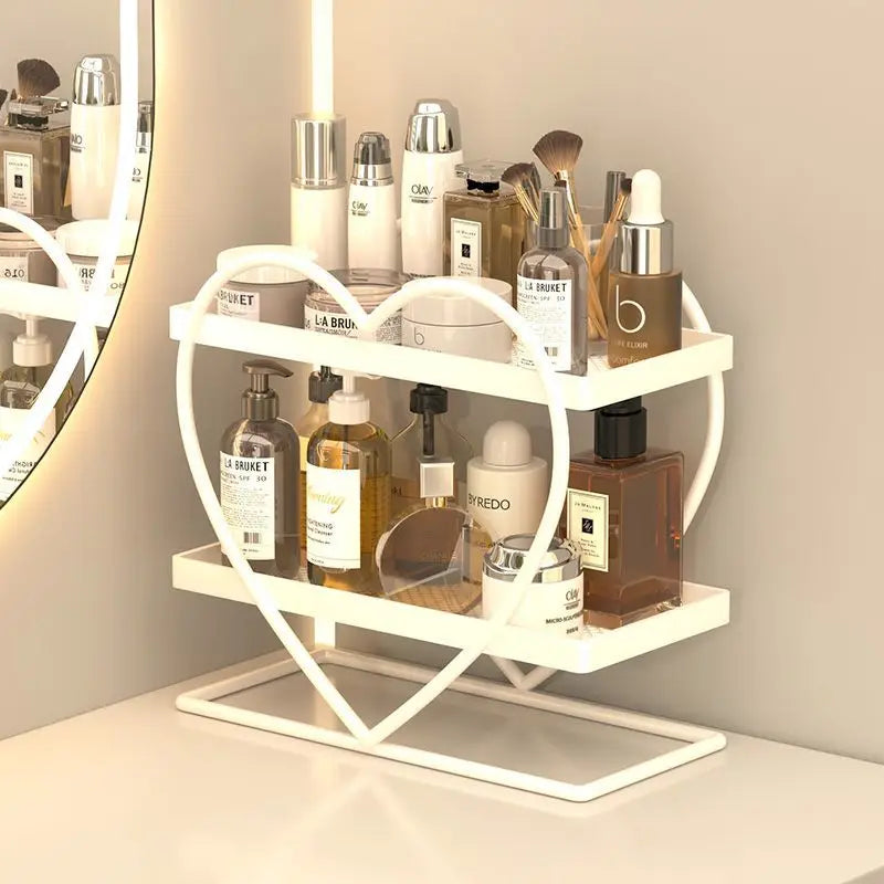 Afralia™ Golden Makeup Organizer Skin Care Products Dresser & Bathroom Shelf