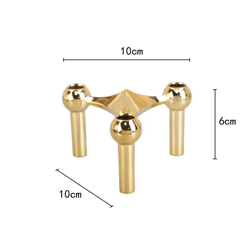 Afralia™ Triangle Candle Holder Golden Candelabrum Wedding Centerpiece