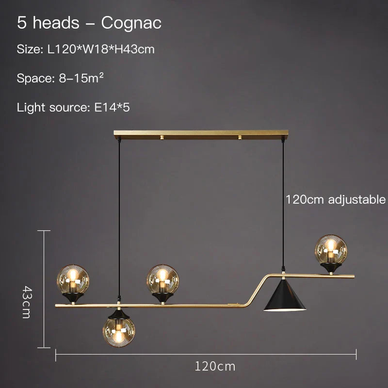 Afralia™ Nordic Glass Ball Chandelier for Living Room, Modern Black Luster Pendant Light