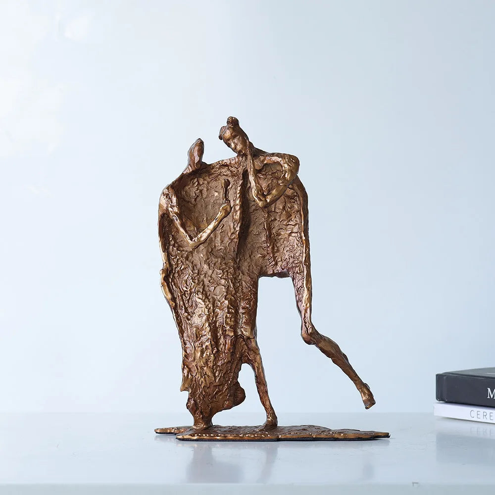 Afralia™ Hollowed-out Metal Sculpture Family Statues - Home Decoration Figurines