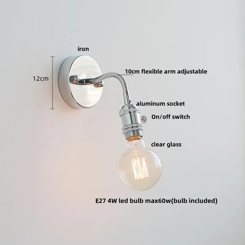 Afralia™ LED Wall Lamp Sconce with Pull Chain Switch and Flexible Arm