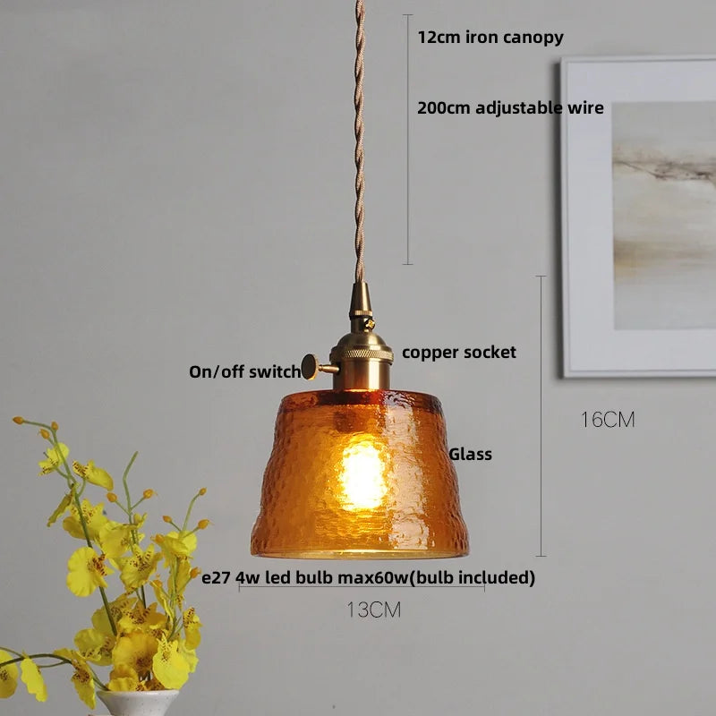 Afralia™ Walnut Wood LED Pendant Lights Colorful Glass Modern Kitchen Luminaira