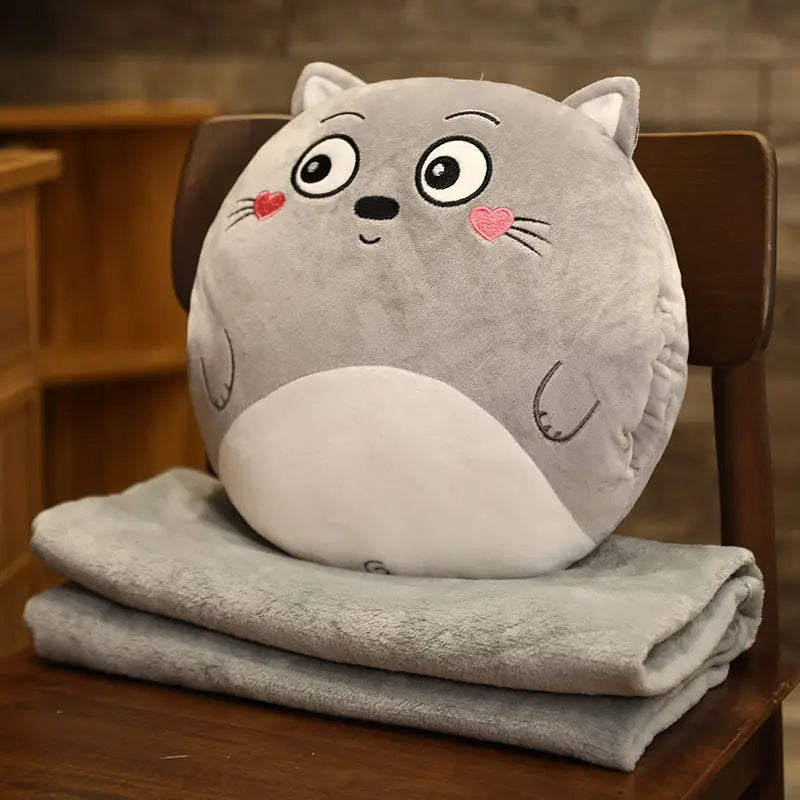 Afralia™ Cartoon Animal Throw Pillow Blanket: Two-in-one Multi-functional Home Office Summer Blanket