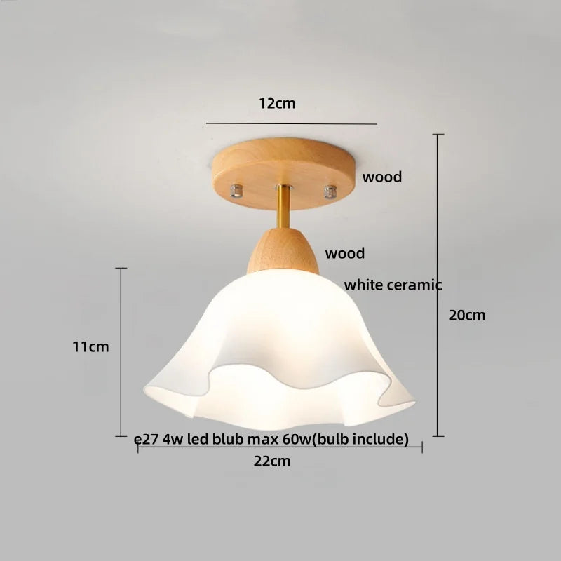 Afralia™ Wood Ball LED Ceiling Lamp Vintage Loft Copper Canopy Light