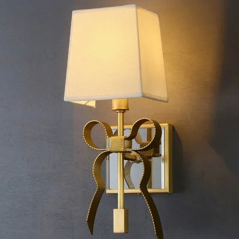 Afralia™ Retro Bow Bronze Ribbon Black/Gold LED Wall Lamp for Modern Interior Decoration