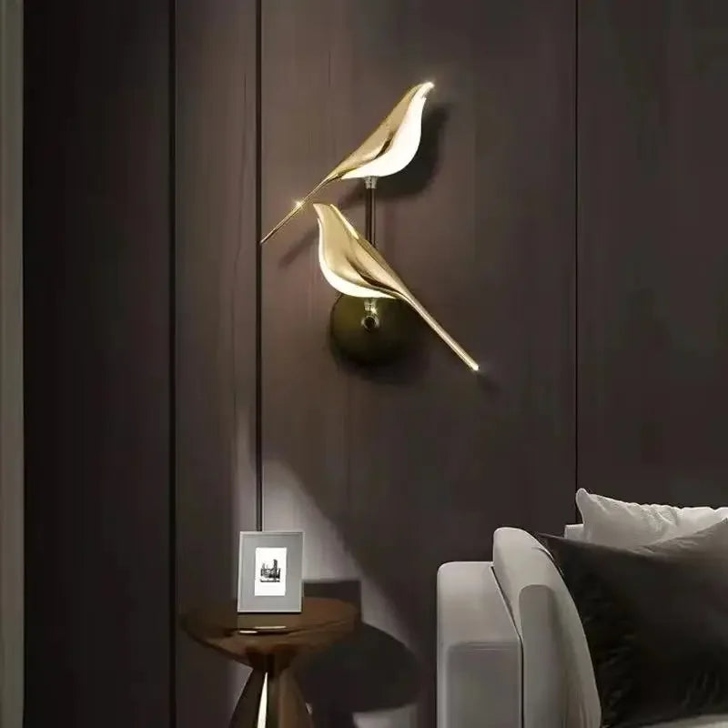 Afralia™ Modern Magpie Bird LED Wall Lamp for Bedroom Decor