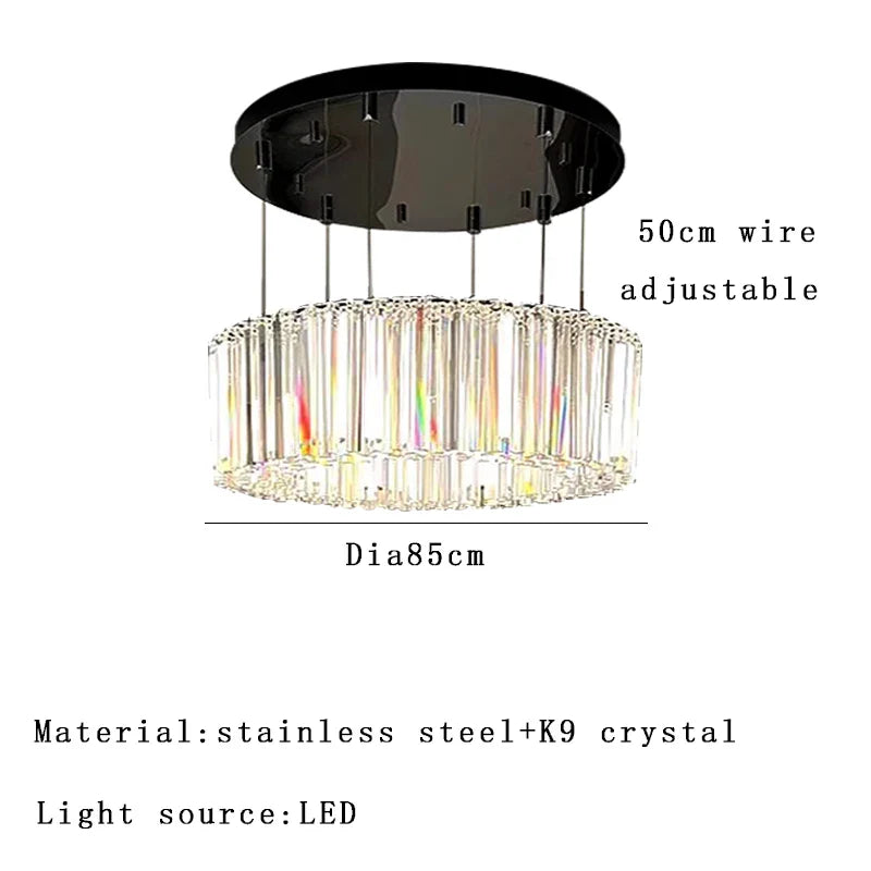 Afralia™ Luxury Round Crystal Dining Table LED Chandelier - 2025 Design