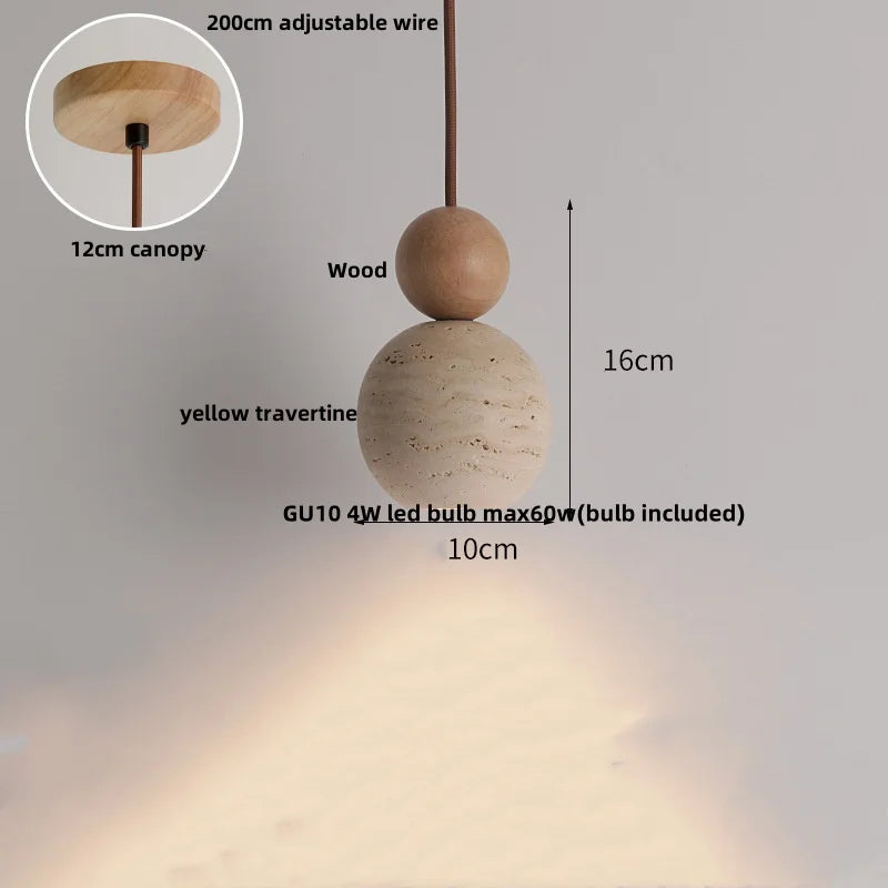 Afralia™ LED Gourd Pendant Light Aisle Hotel Living Room Fixture Glass Travertine Hang Lamp