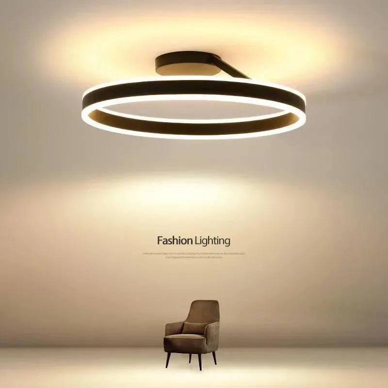 Afralia™ Minimalist Round LED Ceiling Chandelier | Aluminum Living Room Bedroom Light Fixtures