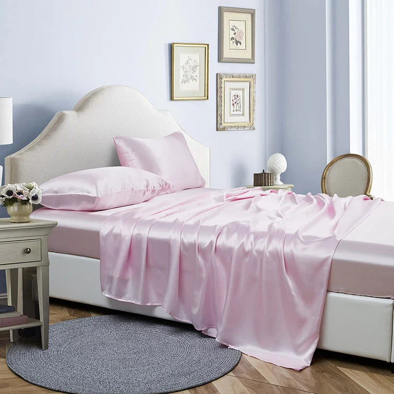 Afralia™ Luxury Satin Sheet Set: High End Rayon, 4 Pieces, King Queen Twin Full