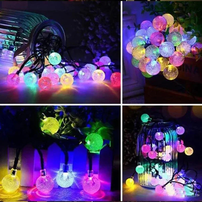 Afralia™ Crystal Fairy Solar String Lights: 8 Modes Waterproof Outdoor Patio Decor.