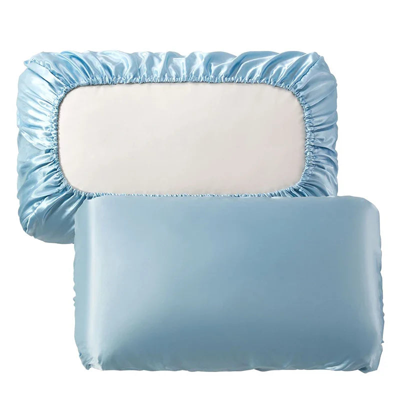 Afralia™ Imitation Silk Elastic Band Pillowcase Queen King Size Smooth Satin Luxury Bedding