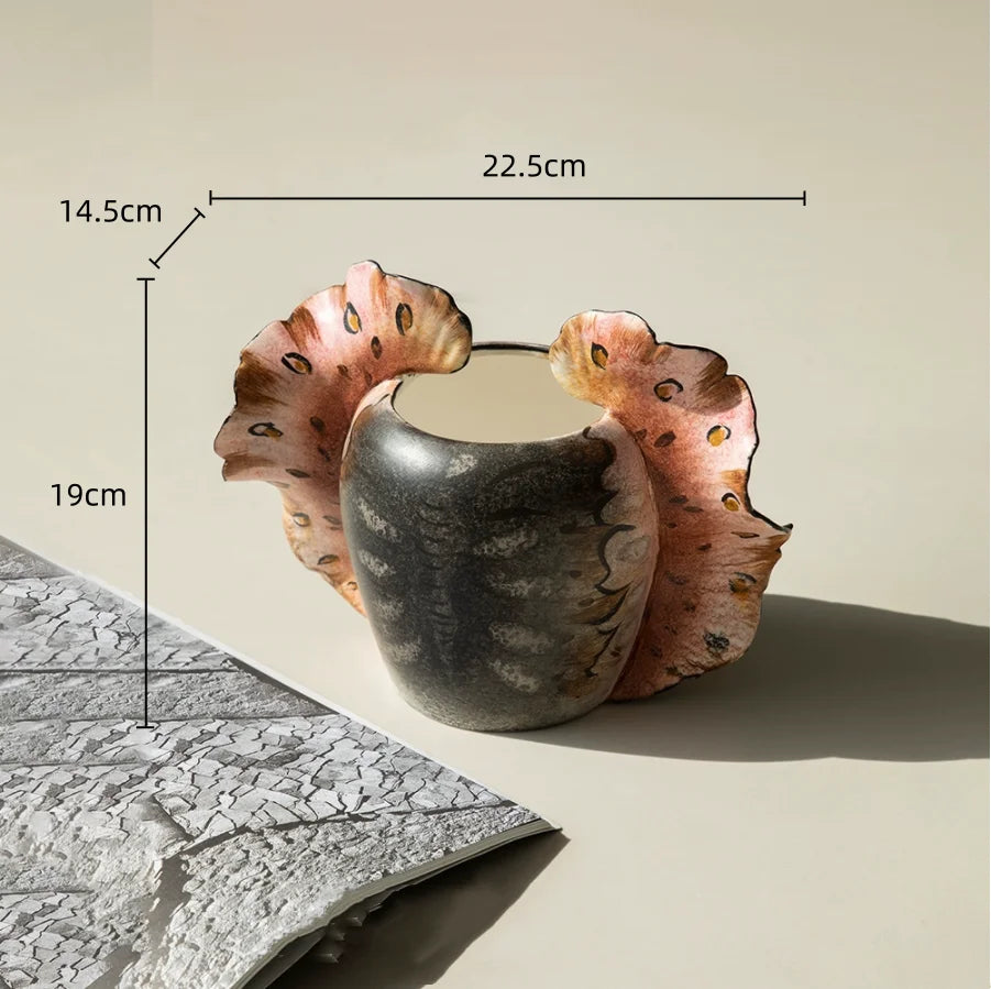 Afralia™ Wavy Wings Hand-painted Ceramic Vases: Unique Floral Decor & Home Accessory