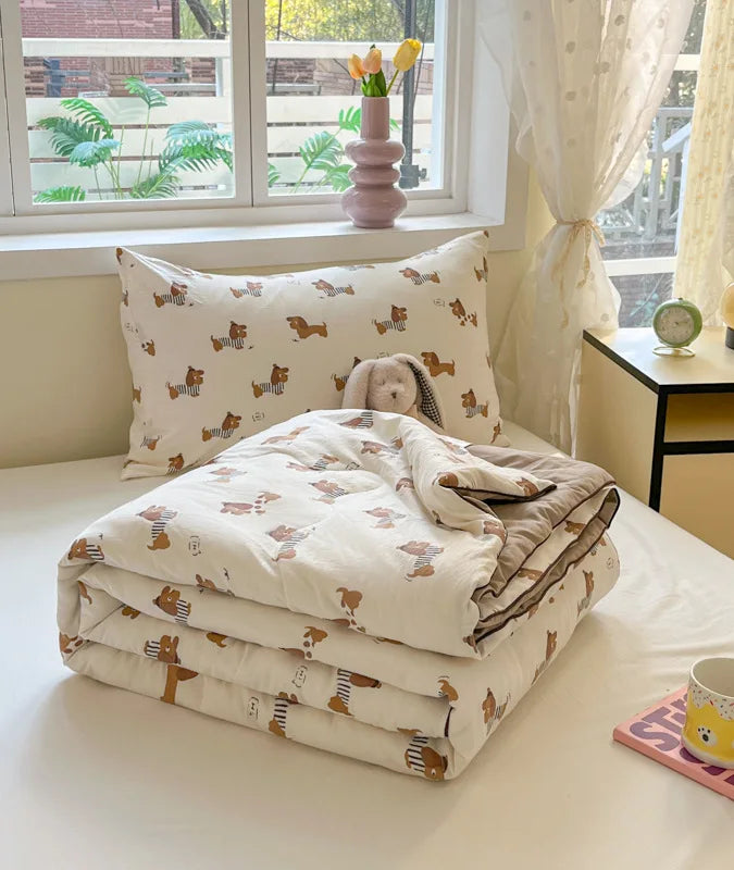Afralia™ Cartoon Printed Summer Lightweight Cooling Blanket for Kids and Students.