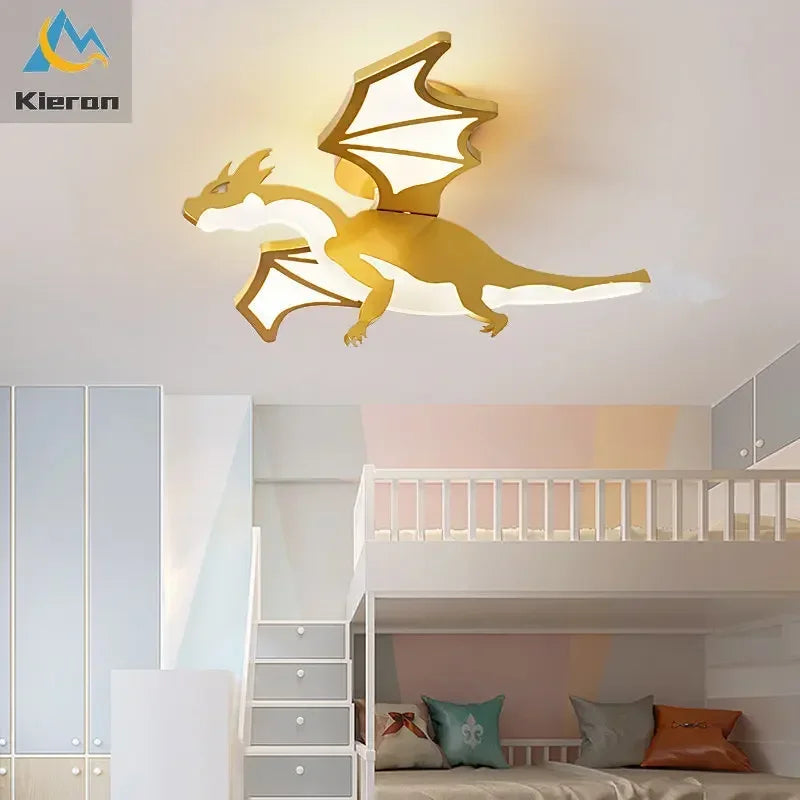 Afralia™ Golden Dragon LED Ceiling Lamp for Bedroom, Study, and Restaurant