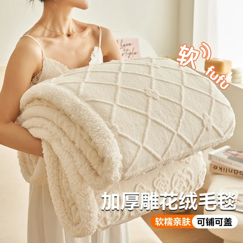 Afralia™ Winter Wool Blanket: Warm, Thick, Soft Bed Cover for Office, Sofa, or Home