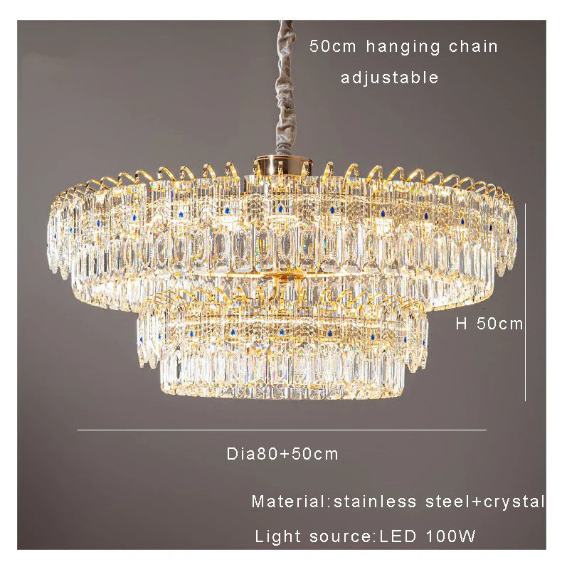 Afralia™ Crystal Ceiling Chandelier, Nordic Luxury Double Lampara for Dining Table